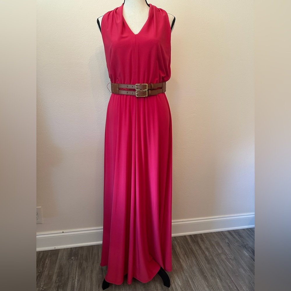 Elegant Pink Sleeveless Maxi Dress